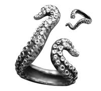 Octopus Tentacle Ring | Adjustable Pirate Ring | Stainless Steel Octopus Tentacle Band | Stainless Steel Cuttlefish Feeler - Fashion Jewelry For Men & Women Statement Costume Accessory