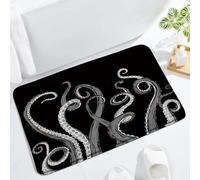 Octopus Tentacles Bath Mat Nautical Ocean Kraken Vintage Black Sea Animal Underwater Marine Costal Bath Rug,Absorbent Doormat Bedroom Rug Toilet,15.7x23.6 in