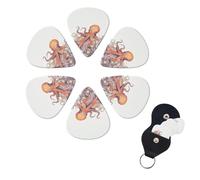 Octopus tentacles Print Guitar Picks 6 Pack Guitar Plectrums with Pick Holders Bass Picks For Acoustic Guitar Bass Electric Ukulele Includes 0.46mm, 0.71mm, 0.96mm