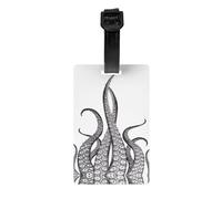 Octopus Tentacles Print Luggage Tags with Full Back Privacy Cover - Bright Suitcase Identifier for Travel, Cruise & More