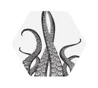 Octopus Tentacles Printed Coasters Set of 4, Tabletop Protection Leather Coasters for Cup Drinks Coffee Pads Beer Bar Mat Gifts, Hexagon