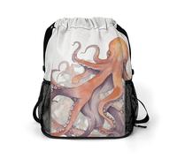 Octopus Tentacles Sports Drawstring Backpack,Packsack with Shoe Compartment And Wet Proof Pocket for Youth
