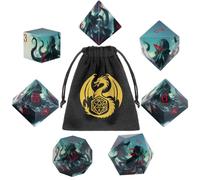 Octopus Themed Polyhedral Dice, 7Pcs DND Dice Set, Dnd Starter Set with Velvet Gift Bag, Perfect D&D Accessories for RPG MTG, Fantasy Tabletop Game Night, Octopus Gifts for Men Women