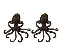 Selections Octopus Decorative Wall Hook Lead and Key Rack in Cast Iron - Pack of 2