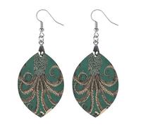Octopus Wave Lightweight Boho Dangle Earrings Wooden Earring Drop Charms Jewelry Gifts for Women Apricot Shaped