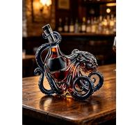 Octopus Wine Bottle, Glass Wine Decanter, with Borosilicate Glass and 3D Octopus Engraving, 350ml Capacity and Curved Bottle Mouth, for Home Bar Display, for Spill-Free Pouring Black 350ml