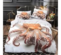 Octopus with Pattern Duvet Cover 3D Print Breathable 3-Piece Bed Set Hidden Zipper Marine Creature Quilt Cover Luxury Hypoallergenic for Teens Adults Kids Women Girls Boys Youth King（220x240cm）