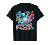 Octopus with Ship Bottle Shark Animal Squad Sea Life Ocean T-Shirt