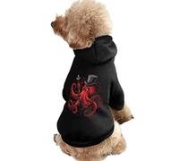 Octopus with Top Hat and Cane Dog Hoodie Printed Funny Winter Dog Sweatshirt Cat Hooded Puppy Outfit Cute Costume for Small Medium Large Dogs and Cats Pets