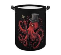 Octopus with Top Hat And Cane Funny Laundry Baskets Collapsible Waterproof Clothes Hamper Storage Bins with Handles 13.8"x13.8"x17.3" 17.3"x17.3"x17.3"