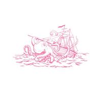 Octopus Wraps its Tentacles Around Boat Vinyl Wall Stickers 54.4x95.7cm Personalized Customization Pink