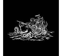 Octopus Wraps its Tentacles Around Boat Wall Stickers 34x59.8cm Window Decals White