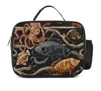 Octopuses Fish Mosaic Sea Creatures Insulated Lunch Bag Lunchbox Cooler Container Tote for Work Travel Picnic