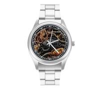 Octopuses Fish Mosaic Sea Creatures Men’s Watch Analog Quartz Wristwatch Stainless Steel Business for Office