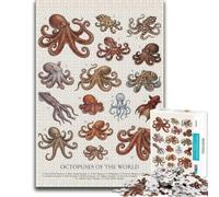 Octopuses of the World Scientific Poster Jigsaw Puzzle, 1000 Pieces | New Year gift for puzzle lovers: solo or shared puzzle time over several sessions.
