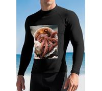 OctopusIn Shell Men's Rash Guard Swim Shirts UPF 50+ Long Sleeve Compression Surfing Wetsuit Top Quick Dry
