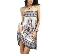OCTOPUSIR Women Sleeveless Strapless Beach Sundress 2018 Ladies Summer Ethnic Bohemian Off Shoulder Floral Printed Bandeau Boobtube Casual Mini Cover Up Dress,Colour 6