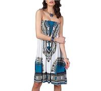 OCTOPUSIR Women Sleeveless Strapless Beach Sundress 2018 Ladies Summer Ethnic Bohemian Off Shoulder Floral Printed Bandeau Boobtube Casual Mini Cover Up Dress,Colour 5