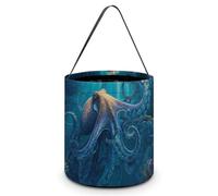 Octopuss in The Deep Sea Halloween Tricking Or Treating Candy Bag Reusable Tote Bag for Party Easter