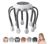 OctoRelax Head Massager with 5 Modes, Wireless Scalp Massager for Stress Relief, Portable Anti-Stress Device (White, 10 Claw)