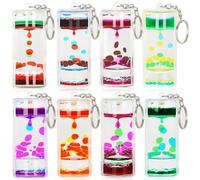 OCTTN Colorful Liquid Motion Bubbler Key Chain Pack of 4, Fidget Liquid Timer for Sensory Play, 8 Colors