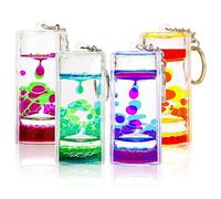 OCTTN Dynamic Liquid Timers Key Chain Set, Colorful Motion Bubbler Timekeeper Key Chain, Liquid Hourglass Keychains, 4-color Set, S