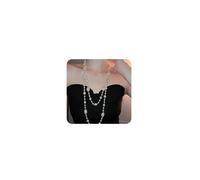 Octwine Boho Round Pearl Rhinestones Layered Choker Necklace Multi Strands Vintage Choker 1920s Bridal Wedding Crystal Rhinestones Shining Clothing Sweater Chain Necklace for Women