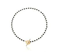 Octwine Dainty Boho Flower Short Choker Necklace Simple Black Crystals Choker Necklaces for Women and Girls, Metal, No Gemstone