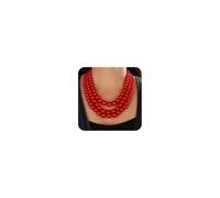 Octwine Dainty Three Multi Layer Imitation Pearl Statement Necklace Faux Pearl Earrings Bridal Wedding Punk Stylish Collar Choker Necklace for Women, Metal