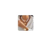 Octwine Sparkling Silver Gold Women Love Pendant Necklace Bracelet Set Wedding 1920s Pearls Necklace Bracelet Sets for Brides Bridesmaid Crystal Prom Party Accessories for Women, L, allloy, No