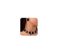 Octwine Vintage Green Indian Rhinestones Choker Necklace Teardrop Dangle Earrings Set Bar Prom Black Halloween Rhinestone Crystal Statement Necklace Earrings Set for Women, L, Metal, No Gemstone