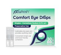 Ocufresh Comfort Eye Drops - 30 Single-Use Vials (0.4ml Each) - Mild & Gentle Dry Eye Relief for Screen Fatigue, Redness, Irritation - Preservative-Free, Sterile & Travel-Friendly Hydration