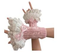 OCUH Y2K Accessories Cutecore Grunge Gloves for women Goth Fingerless Ripped Long Sleeve Cosplay Lolita Cute Arm Warmers, Flower-pink, One Size