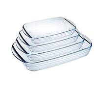 Ôcuisine® Rectangular Glass Baking & Roasting Dishes | Extreme Resistance | Oven Safe - Freezer Safe - Microwave Safe Rectangular Roaster Set of 4 (2, 2.6, 3.6, 4.9LT)