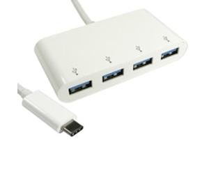 OcUK Value 15cm USB Type C (M) to 4x USB3.0 Type A (F) Hub - White