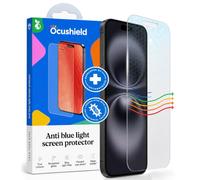 Ocushield Blue Light Screen Protector for iPhone 16 Plus | Fits 6.7 inch display. 9H tempered glass blocks UV & blue light. Designed by UK optometrists.