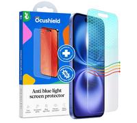 Ocushield Blue Light Screen Protector for iPhone 16 Regular | Fits 6.1 inch display. 9H tempered glass blocks UV & blue light. Designed by UK optometrists.