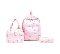 Ocuuer 3Pcs Simple Backpack Set with Handbag & Pencil Case Laptop Backpack (Pink)