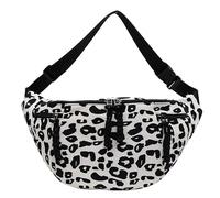 Ocuuer Canvas Leopard Crossbody Bag Trendy Bum Bag for Women Sling Shoulder Bag (White)