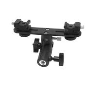 Ocuuer Dual Flash Bracket Light Stand for DSLR Cameras - 1/4 inch to 3/8 inch Mount with Double Hot Shoe and 2 Cold Shoe Mounts - T-Shaped Umbrella Holder for Flash Photography Accessories