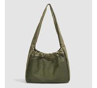 Ocuuer Nylon Shoulder Bag Large Tote Bag Solid Color Hobo Handbag for Women (Green) (Army Green)