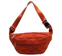 Ocuuer Quilted Waist Bag Fashion Chest Bag Adjustable Strap Stylish Waist Pack Large Capacity Crossbody Sling Bag Zip Closure Outdoor Travel Bag (Orange)