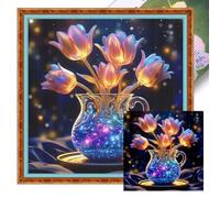 Ocuuer Tulip Vase Printed Cross Stitch Kit 40x40cm DIY 11CT Embroidery Craft Set (4)