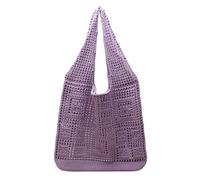 Ocuuer Women Crochet Shoulder Bag Knitted Tote Bag Large Capacity Boho Mesh Handbag Hollow Out Fashion Tote Handbags Simple Commuting Bag (Purple)