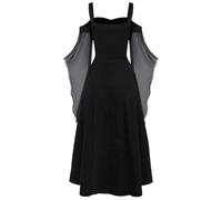 Ocuuer Womens Witch Dress Halloween Cosplay Gothic Dress (Black L)
