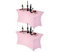 Ocves 4ft Tablecloth Stretchable Rectangular Spandex Tablecloth, Washable Stretch Table Cover Fitted for 4FT Folding Tables, Beauty Event, Wedding, Kitchen, Exhibitions Decoration, (Pink 2Pack)