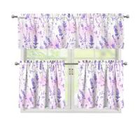 Ocwfudsx Lavender Printed Tier and Valance Window Curtain Set - Soft and Smooth, Good Drape, for Kitchen, Dining Room