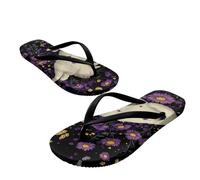 Ocwfudsx Ultra Cushion Flip Flops for Women Stylish Garden Cat Print Thong Sandals Non Slip Lightweight Yoga Mat Beach Pool Shoes Black Strap