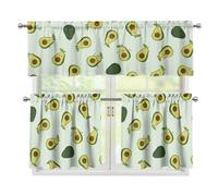 Ocwfudsx Window Curtain, Printed Tier & Valance Set - Elegant Smooth Kitchen Curtain Valance and Tiers Set, 3 Pieces