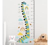 OCXEQJX Dinosaur Cartoon Animal Height Growth Chart Kids Wall Decals Rainbow Cloud Height Sticker Peel and Stick Removable Wall Stickers for Kids Room Living Room Kindergarten Decoration